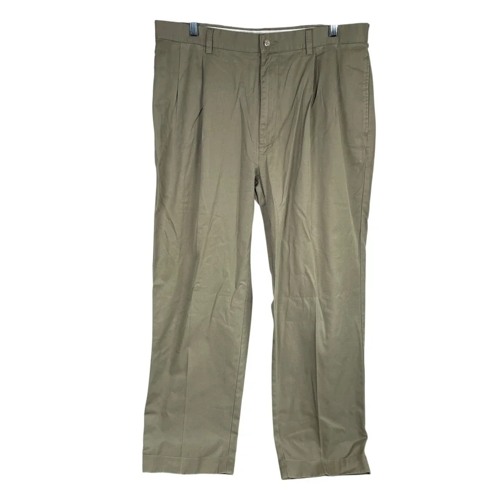 Polo Ralph Lauren Hammond Pleated Chino Pants Mens‎ 35x30 Brown Cuffed Cotton